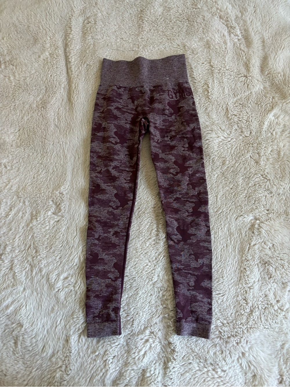 Gymshark Burgundy Camo Seamless High Rise Leggings